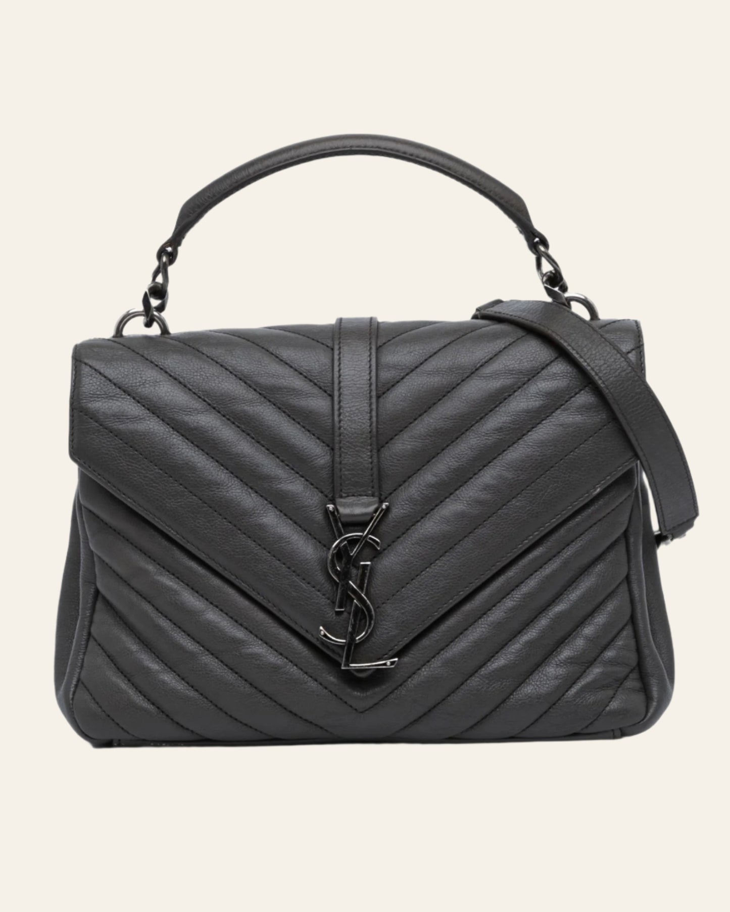 SAINT LAURENT College Chevron Medium Gray