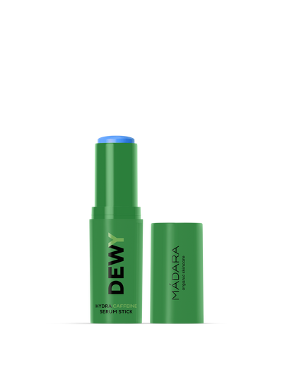 Green serum stick with 'MADARA' branding on a white background