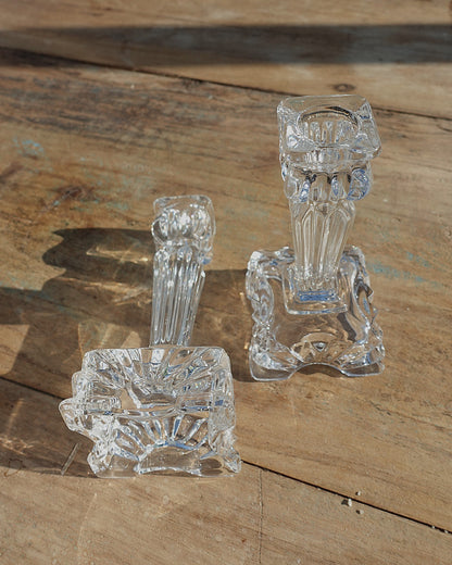 Pair of Crystal Glass Candle Sticks