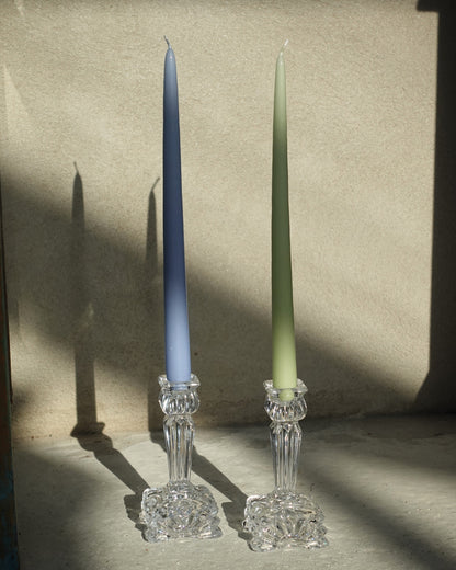 Pair of Crystal Glass Candle Sticks