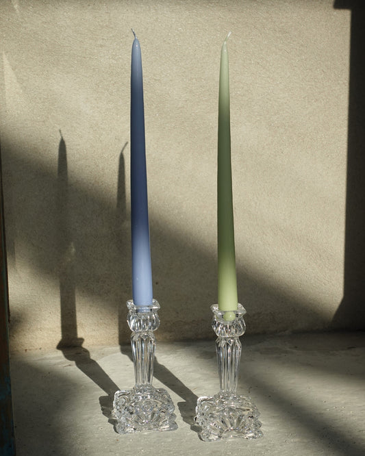 Pair of Crystal Glass Candle Sticks