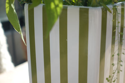 Green Striped Porcelain Vase