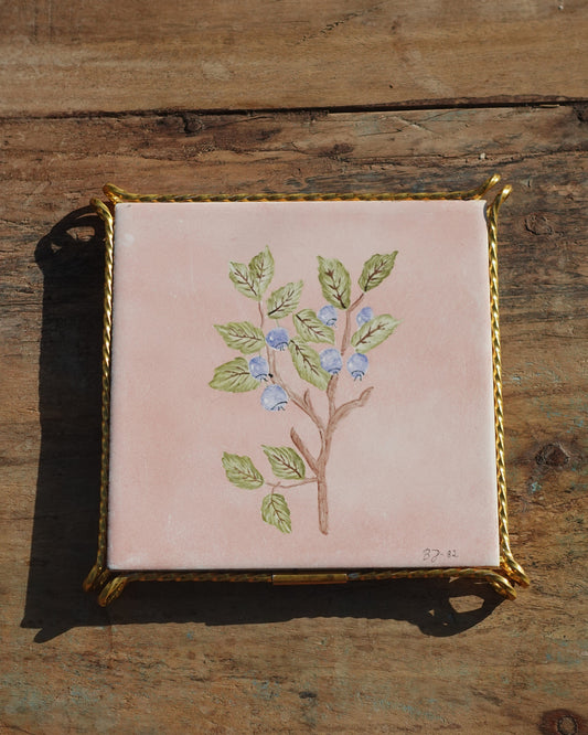 Handpainted Trivet Blueberries