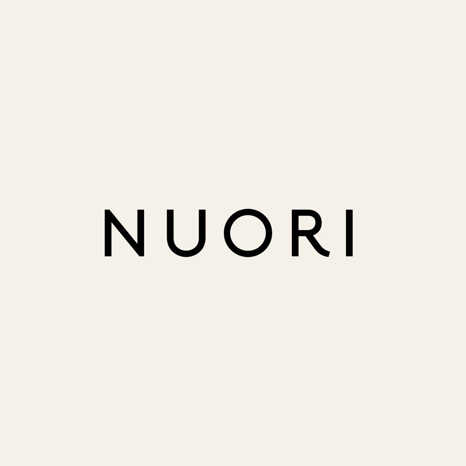 Black 'NUORI' logo on a white background