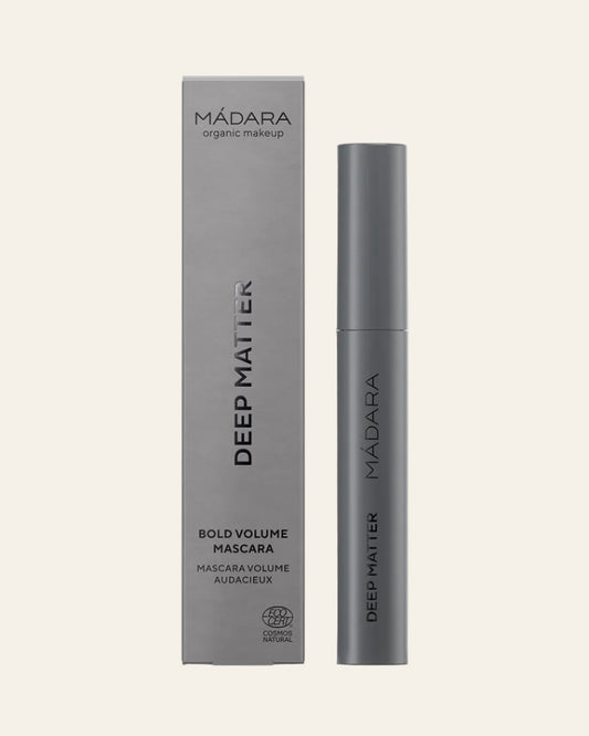 Mádara Deep Matter Bold Volume Mascara with packaging on a white background